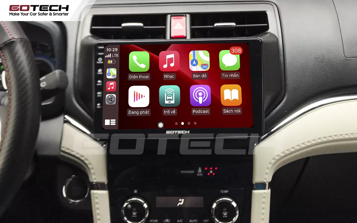 Kết nối Apple Carplay thông minh trên màn hình ô tô thông minh GOTECH cho xe Toyota Rush 2018-2022