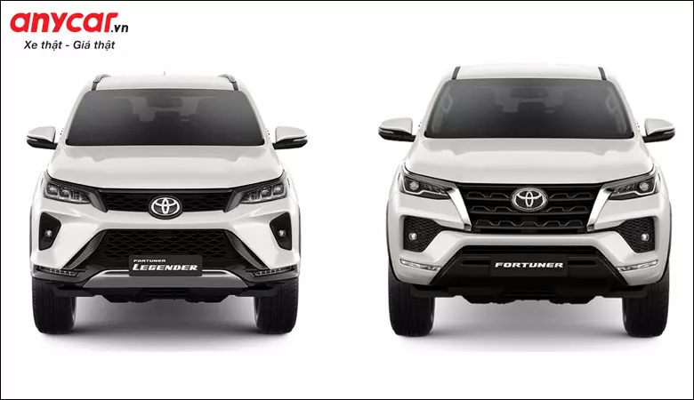 Thiết kế đầu xe Toyota Fortuner phiên bản thường và Legender có nhiều điểm khác nhau