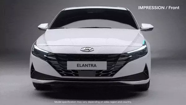 Hyundai Elantra 2021 sở hữu tạo hình đầu xe tươi mới, cá tính và sang trọng.