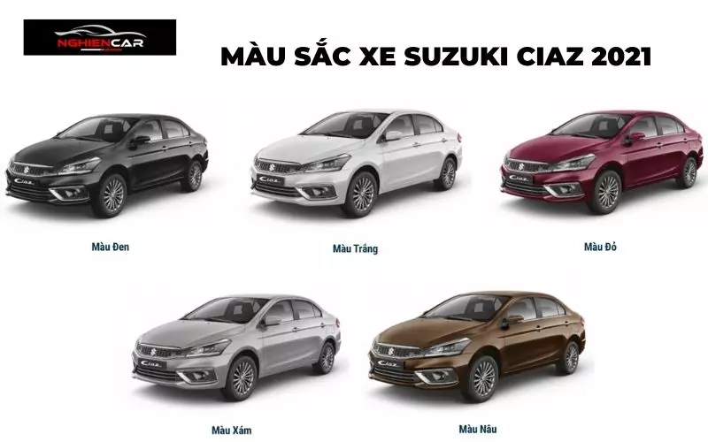 Bảng màu sắc của xe suzuki ciaz 2021