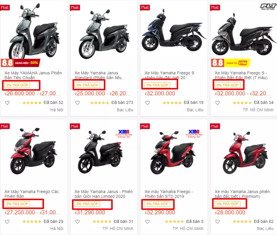 Mua xe Yamaha trả góp lãi suất 0%: nên mua online hay mua tại đại lý?