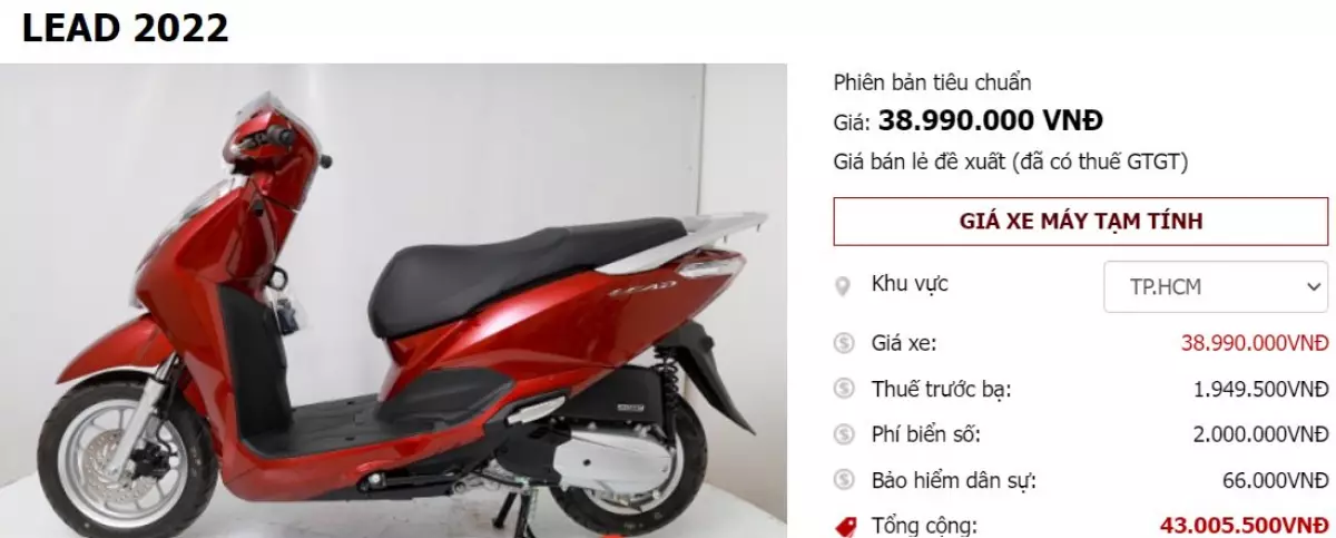 Bảng giá xe máy Honda Lead 125 2022 mới nhất tháng 5/2022