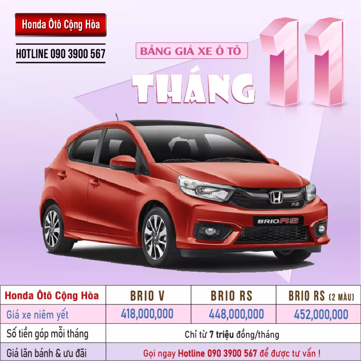 Bảng giá xe ô tô Honda tháng 11/2021