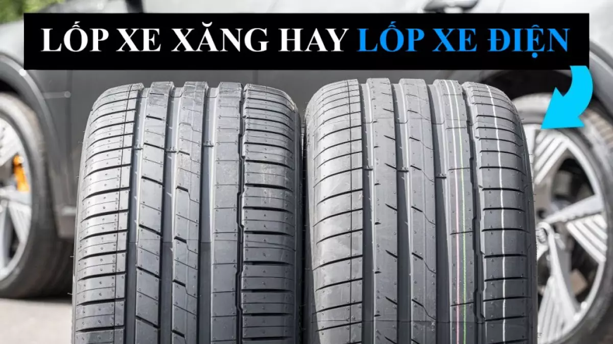 2 lốp xe thường và xe điện đặt kế nhau