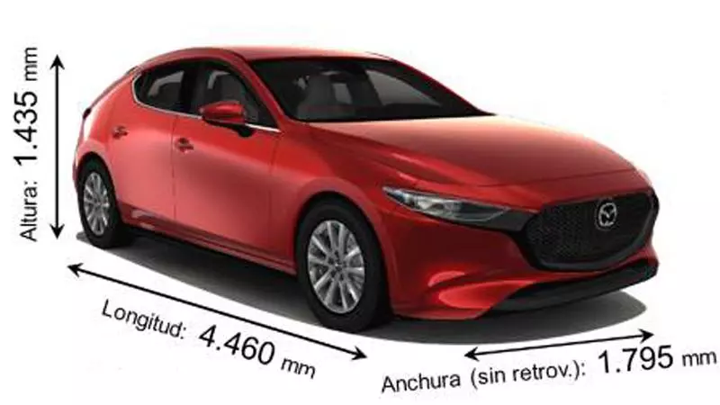 Chiều rộng cao và dài của ô tô Mazda 3