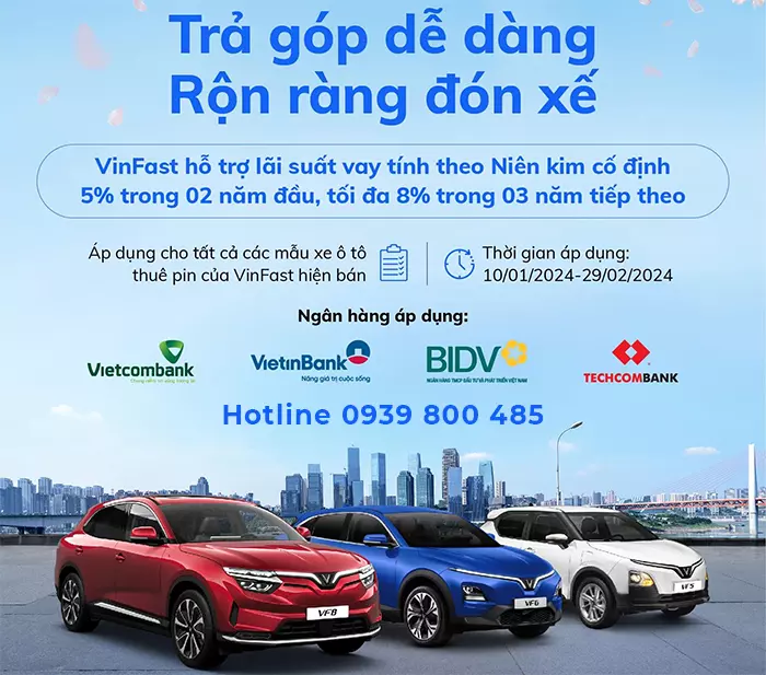 ưu đãi lãi suất khi mua xe vinfast