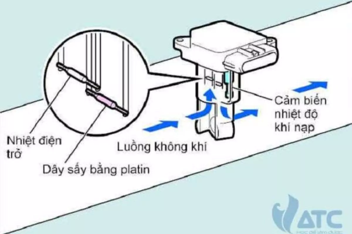 Cấu tạo cảm biến đo khối lượng khí nạp: Kiểu dây sấy (Hot Wire)