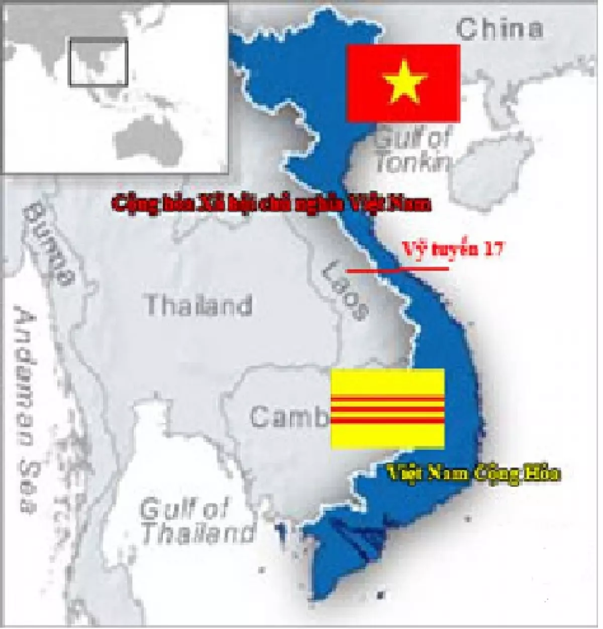 vị trí vĩ tuyến 17 trên bản đồ Việt Nam