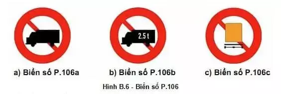 Biển báo P.106a, cấm xe ô tô tải