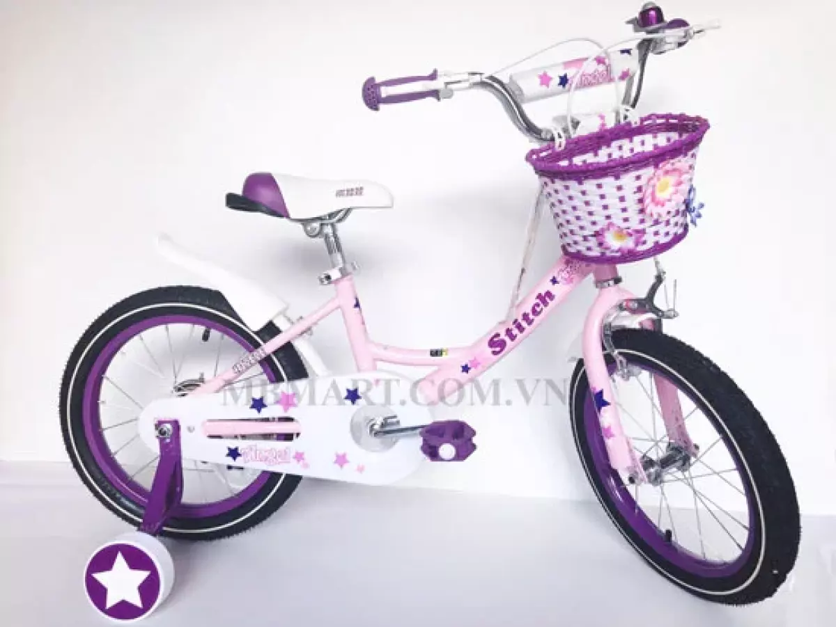 Xe đạp cho bé gái Stitch 909 màu hồng