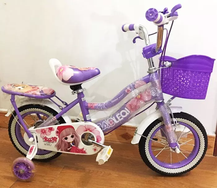 Xe đạp trẻ em cho bé gái màu tím
