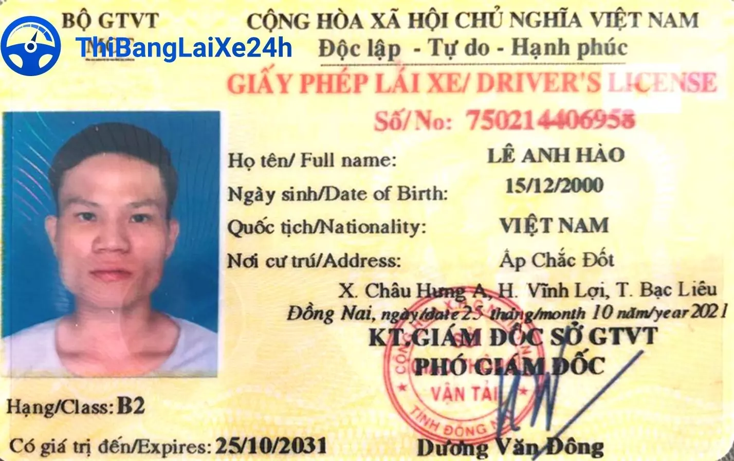 Hình ảnh bằng lái xe B2