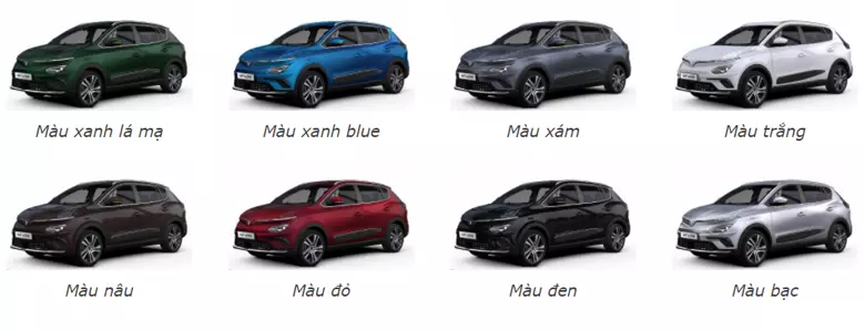 Xe Vinfast VF e34 có 8 phiên bản màu sắc khác nhau