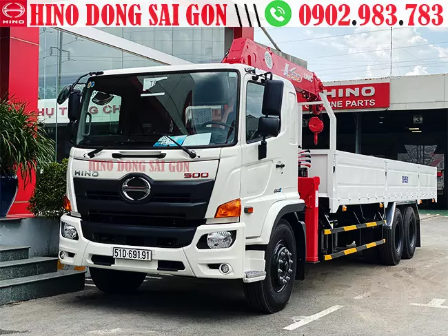 Hình ảnh xe Hino 3 giò Ga điện euro 4 gắn cẩu 5 tấn