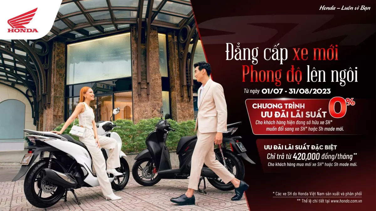 Cơ hội mua xe máy Honda SH, Sh mode trả góp với lãi suất 0%