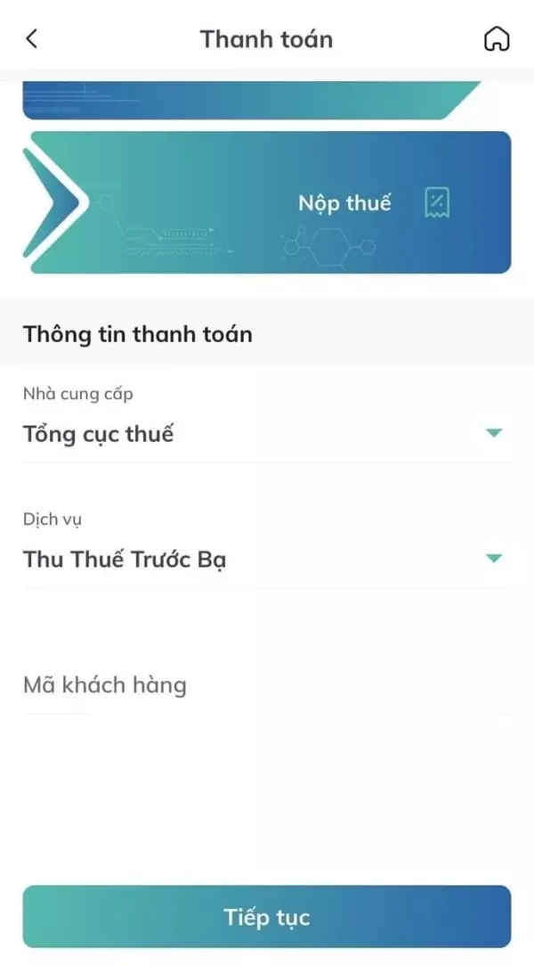 Nộp lệ phí trước bạ xe ô tô trên app internet banking