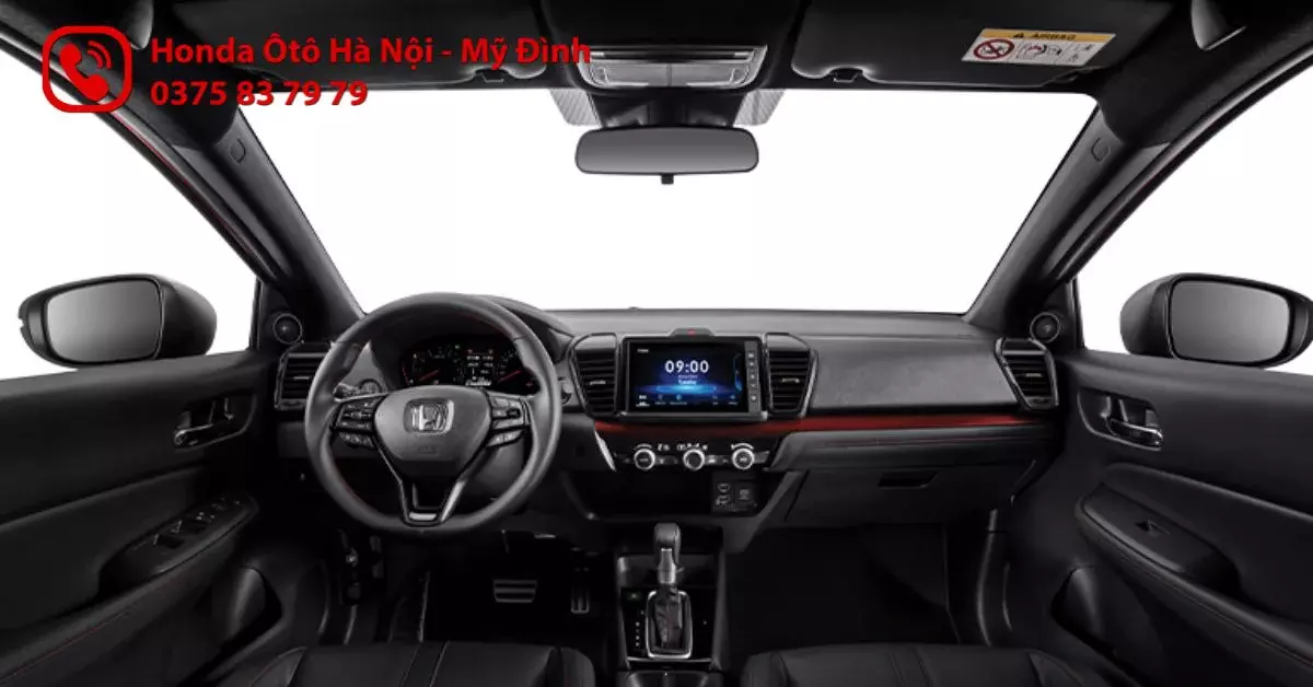 Nội thất của Honda City RS màu trắng theo phong cách thiết kế thể thao đầy mạnh mẽ, cuốn hút