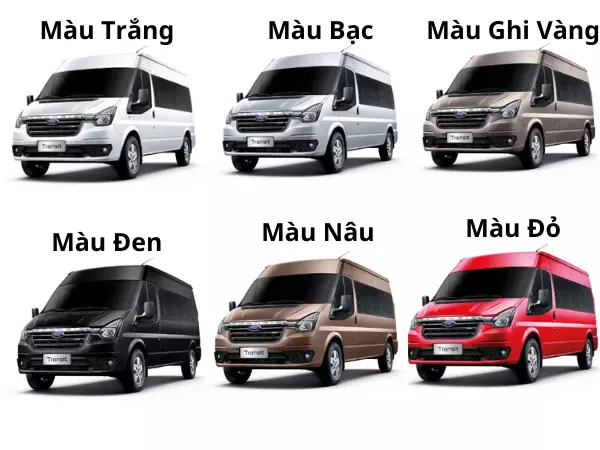 Có 6 màu sắc trên Ford Transit 16 chỗ