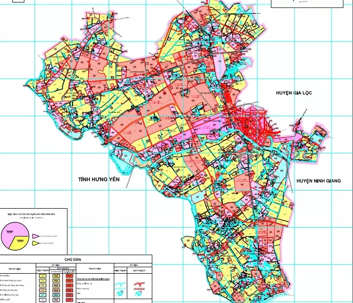 Bản đồ quy hoạch có ký hiệu màu sắc.