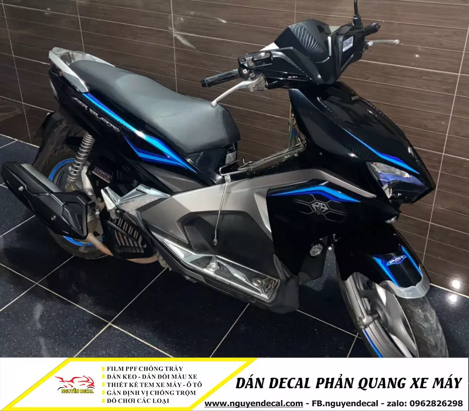 Dán decal phản quang xe máy màu xanh dương