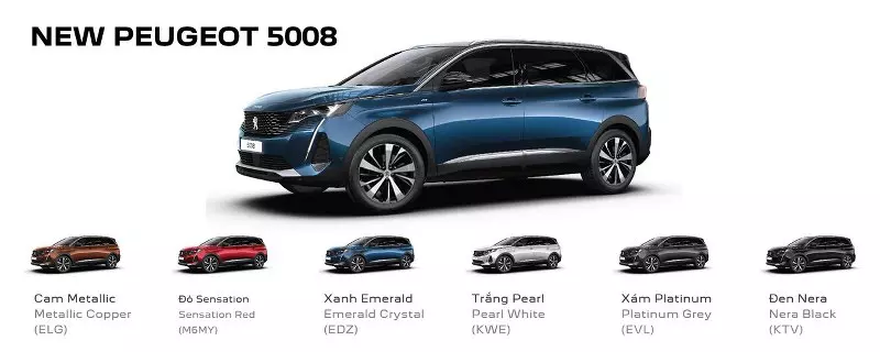 Bảng màu xe Peugeot 5008 2024