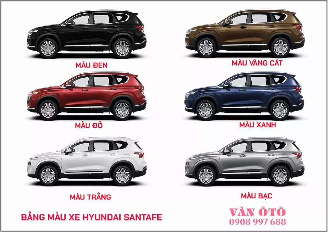 Bảng Màu xe Hyundai SantaFe 2024