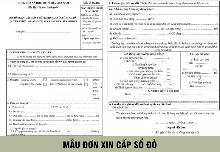 Đơn xin cấp sổ đỏ