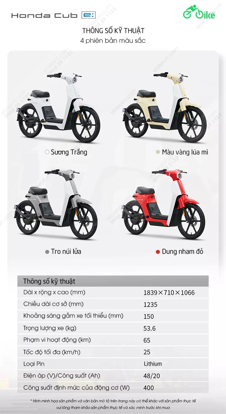 Thong So Xe Dien Honda Club E Ebikevn Honda