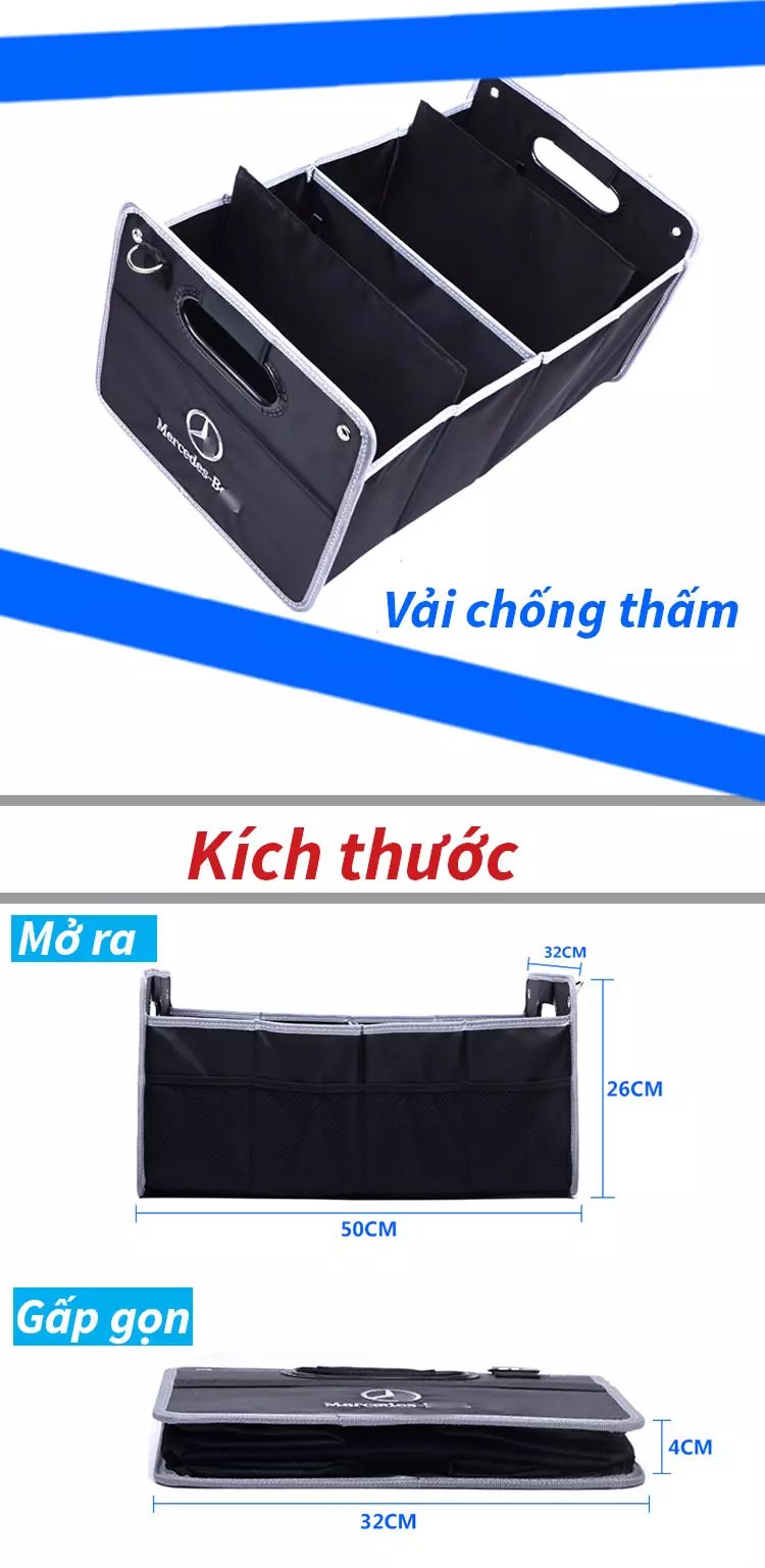 Hộp đựng đồ gấp gọn chống thấm nước sang trọng cho xe Mercedes