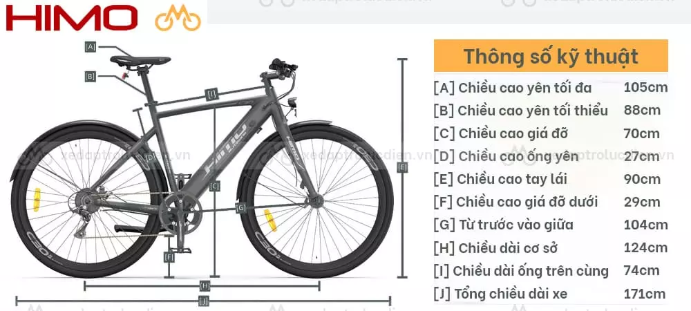 Thông số kỹ thuật xe đạp trợ lực Xiaomi Himo C30R