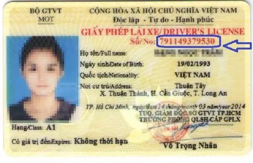 Số GPLX trên GIẤY PHÉP LÁI XE