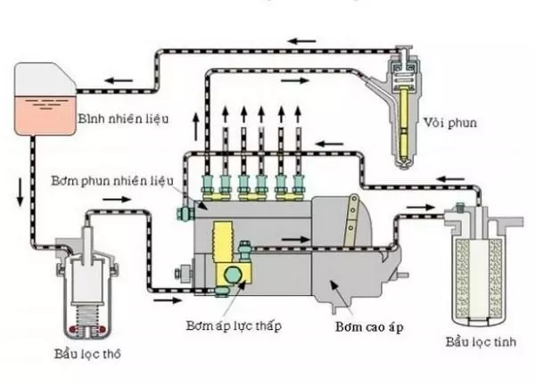 Cấu tạo của hệ thống nhiên liệu động cơ diesel