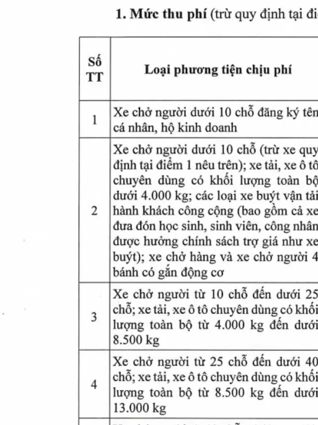   Áp Dụng Mức Thu Phí Đường Bộ Mới Từ 1/2/2024