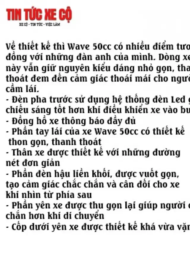   Giá xe Wave 50cc - Một lựa chọn phù hợp cho di chuyển trong phố