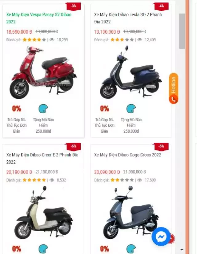   Cập nhật bảng giá xe điện, xe 50cc Dibao mới nhất 2022-2023