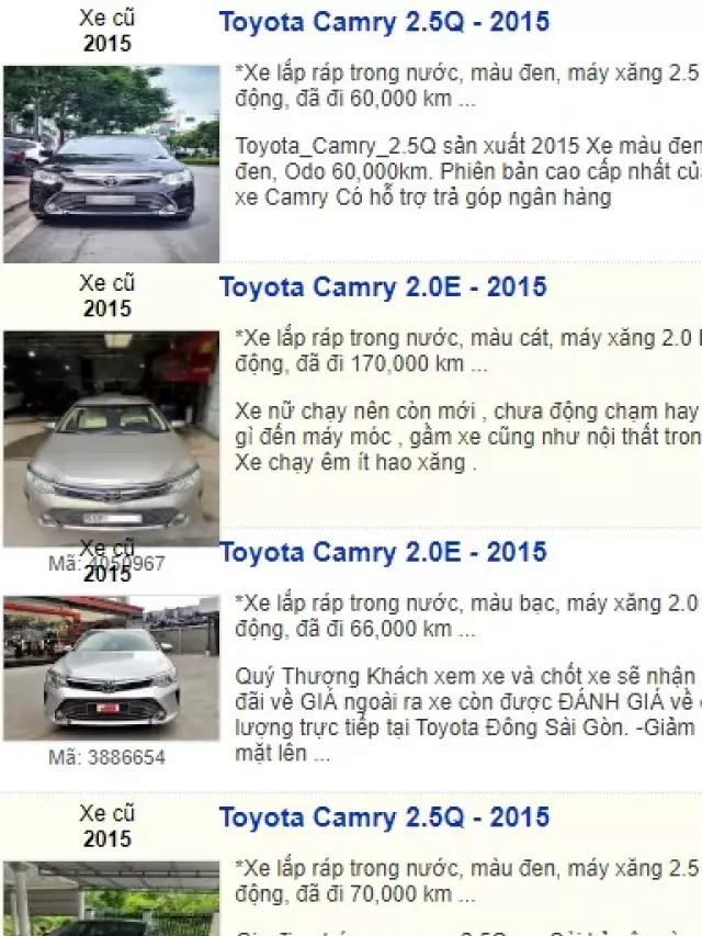   Có nên mua Toyota Camry cũ? Toyota Camry đời 2015 giá bao nhiêu?