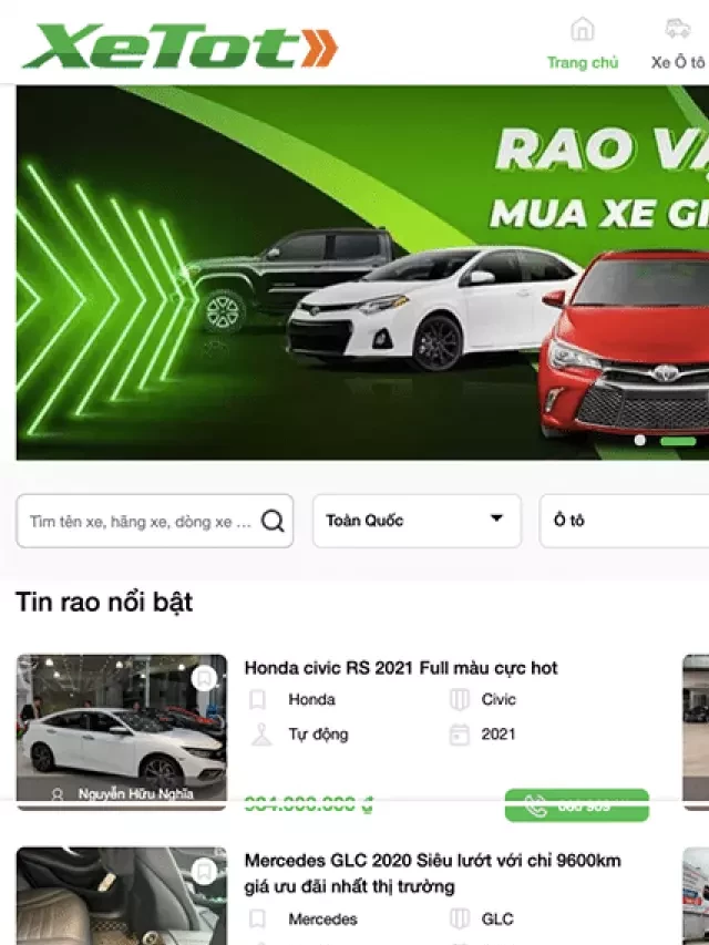   Top 10 trang web mua bán xe ô tô cũ uy tín và hiệu quả