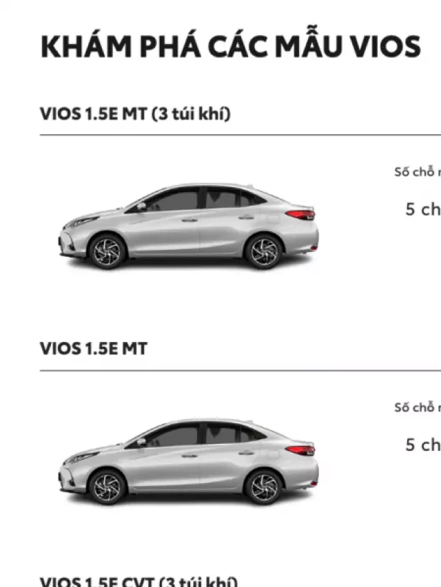   Bảng giá xe Toyota Vios mới nhất 2023