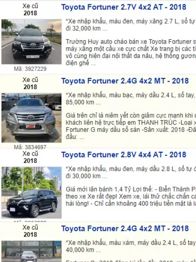   Toyota Fortuner 2018: Xe cũ đáng mua hay không?